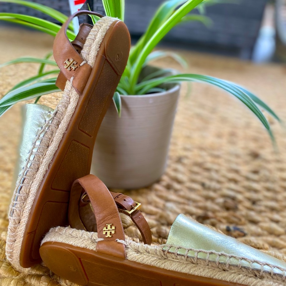 Tory Burch Brown and Gold Sandals
